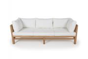 Colorado Teak Sofa i naturteak med vandafvisende hynder på terrasse