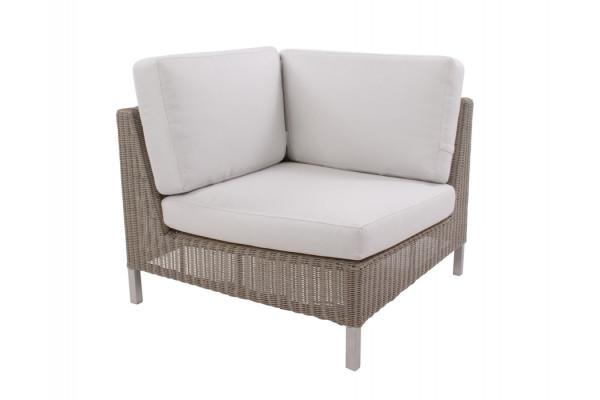 Cane-line Connect hjørnemodul i taupe Weave med QuickDry-hynder