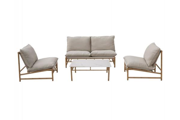 Sabro loungesæt med sofa, to loungestole og bord