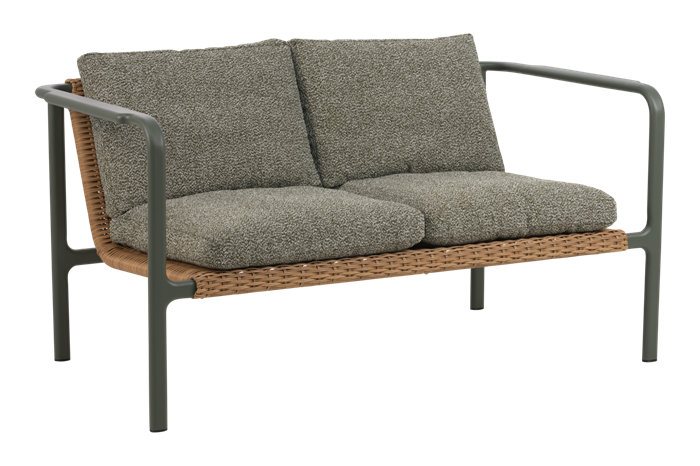 Motty 2-personers sofa fra Brafab i naturligt polyrattan med beige hynder