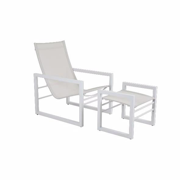 Vevi Loungestol i hvid aluminium med hvid textiline