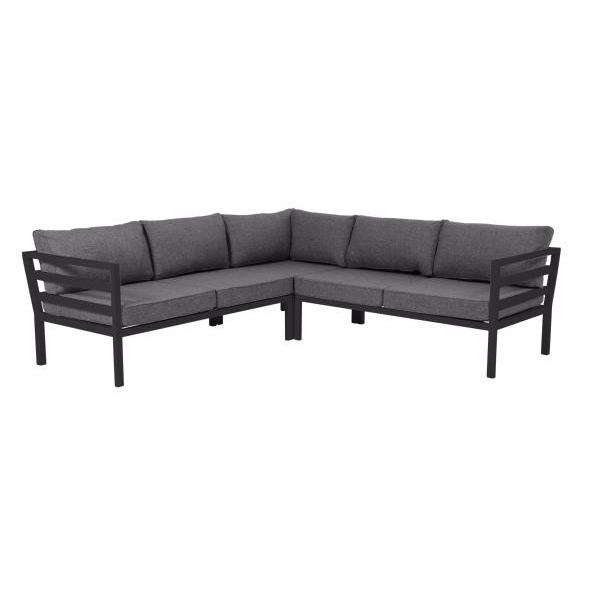 Weldon hjørnesofa fra Brafab i sort aluminium med grå hynder