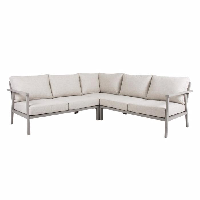 Samvaro hjørnesofa fra Brafab i khaki aluminium med beige hynder